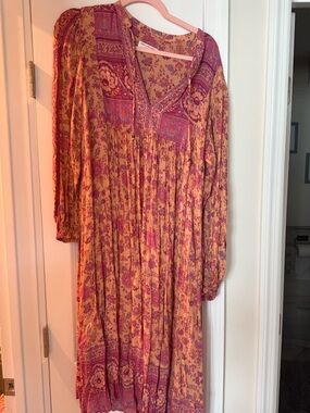 Spell Pink and Mustard Floral Boho Midi Dress